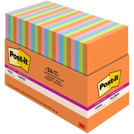 POST-IT Post-it Super Sticky 4" x 6" List Notes, 24PK MMM66024SSAUCP